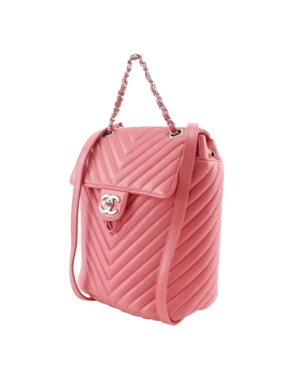 Chanel Chevron Stitch Chain Backpack Lambskin Pink - Picture 2 of 10